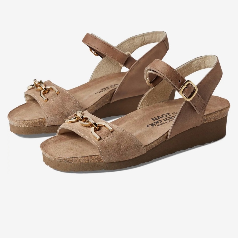 Naot Aubrey Women's Brown Slingback Sandals Almond Brown Suede EU 39 NWT and Box